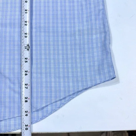 Brooks Brothers Dress Shirt Mens 15.5/32 Blue-White Check Milano No Iron Stretch - Picture 9 of 9